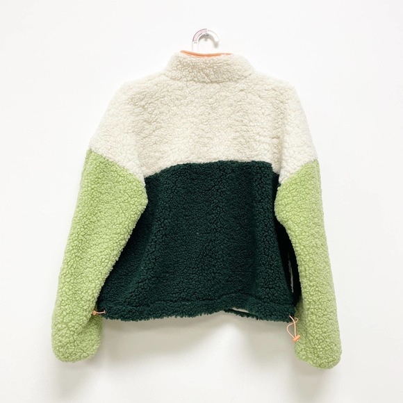 Wild Fable NWT Women's Green Colorblock Half-Zip Teddy Bear Hoodie Jacket - Picture 6 of 6